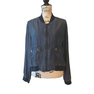Cloth &‎ Stone Women's Chambray Bomber Jacket Lightweight Size L